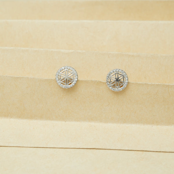 925 Silver Round Petal Studs