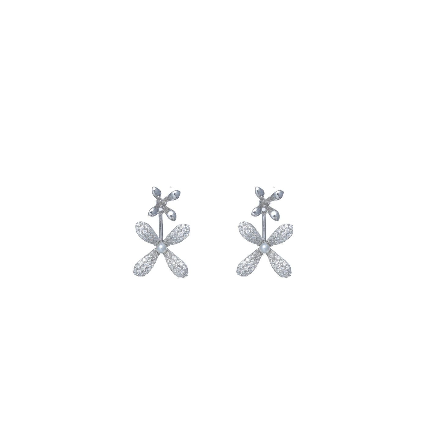Silver Petal Pearl Drops