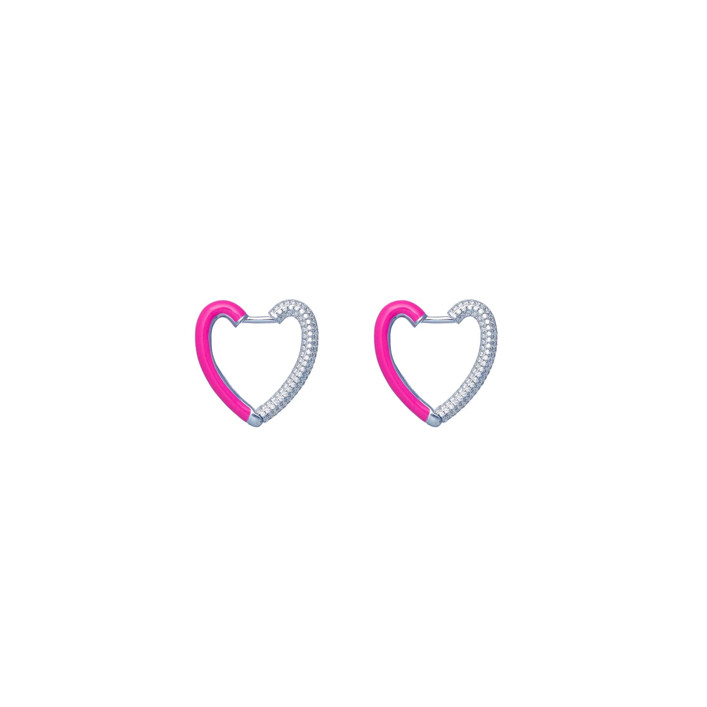 Silver Candy Spark Heart Hoops