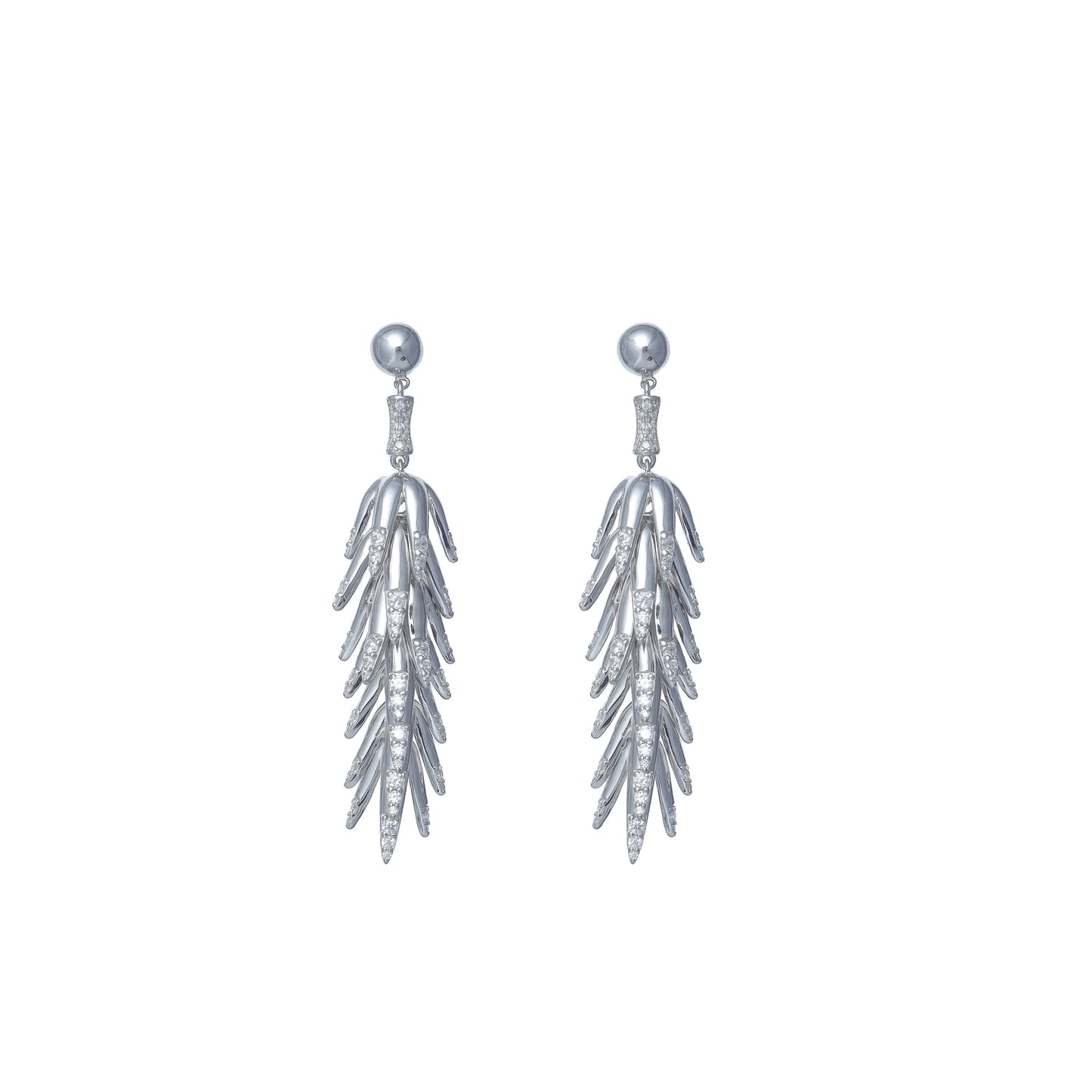 Silver Diamond Rain Earrings