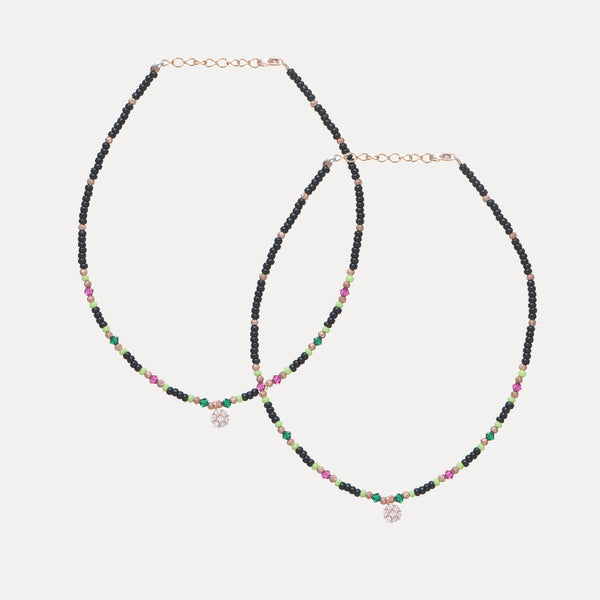 925 Silver Multi-Color Bead Anklet