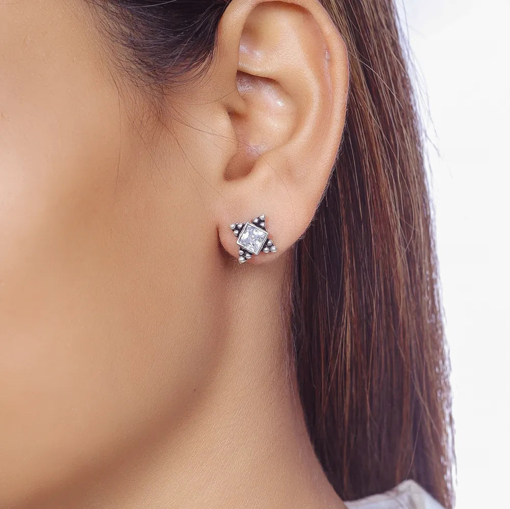 Square Halo Stud Earrings