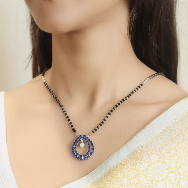 925 Silver Sapphire Pearl Vine Mangalsutra
