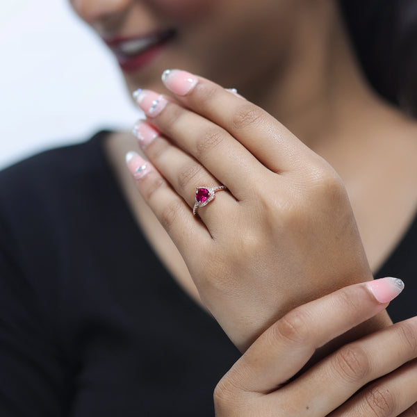 925 Silver HeartGlow Ruby Ring