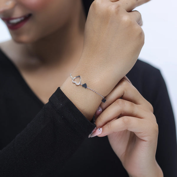 925 Silver Double Heart Bracelet