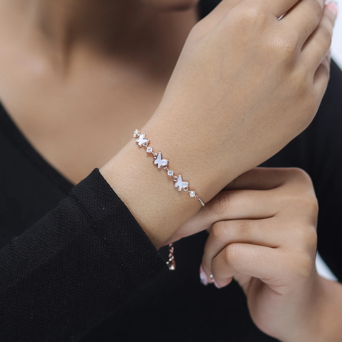 925 Silver Butterfly Sparkle Bracelet