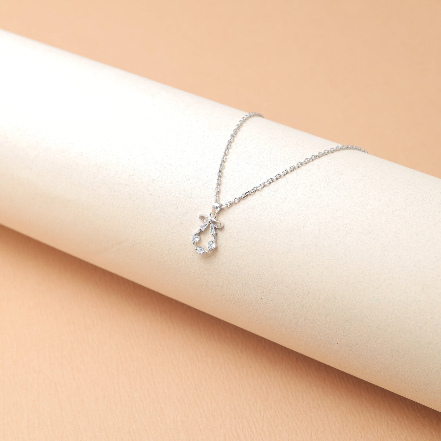 Silver Crystal Bowdrop Chain Pendant