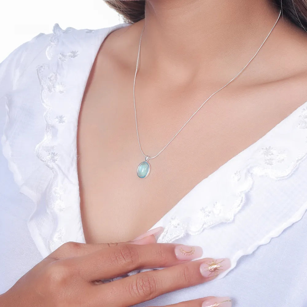 Silver Ocean Mist Chain Pendant