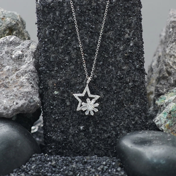 925 Silver Starry Sparkle Chain Pendant