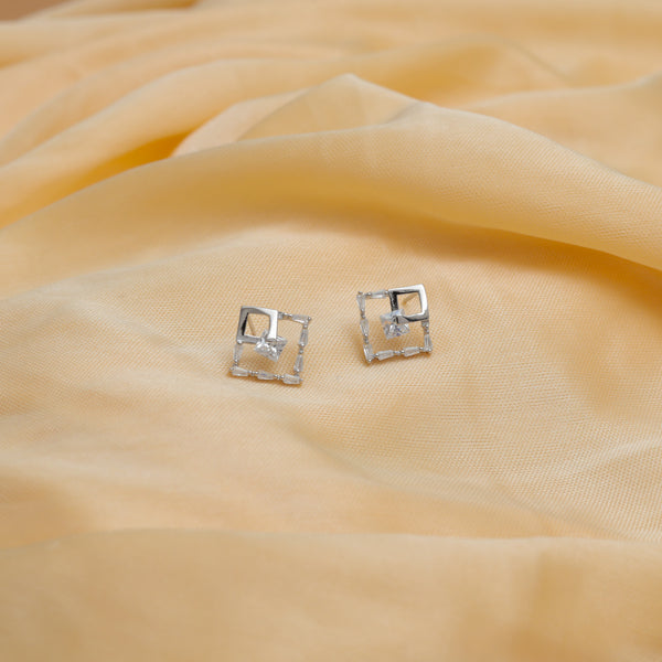 925 Silver Our Leaf Sparkle Studs