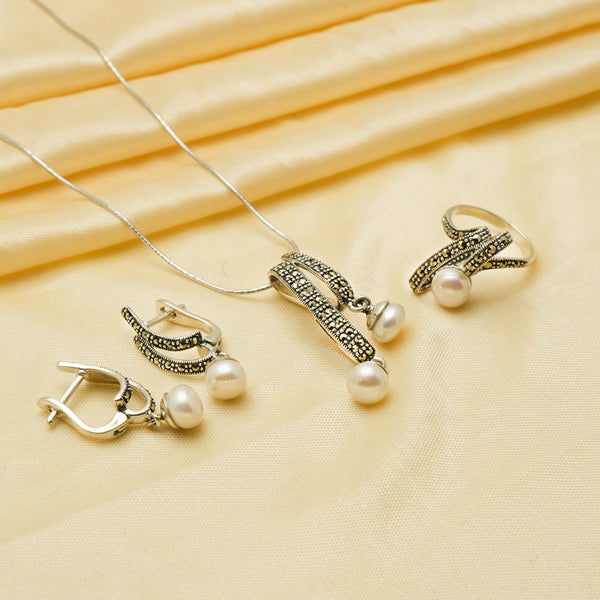 925 Silver Serpentina Noir Elegance Set