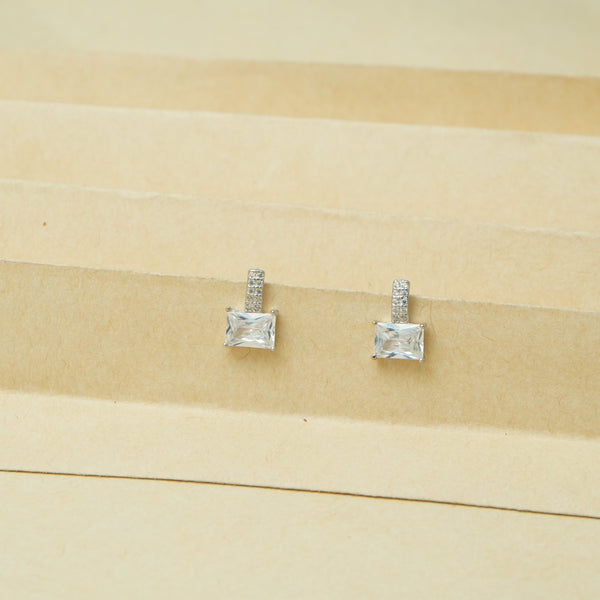 925 Silver Rectangular Radiance Earrings