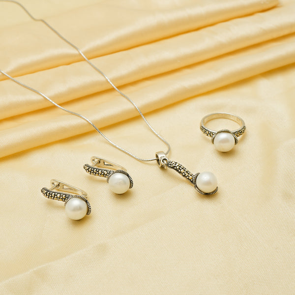925 Silver Ivory Grace Pearl Set