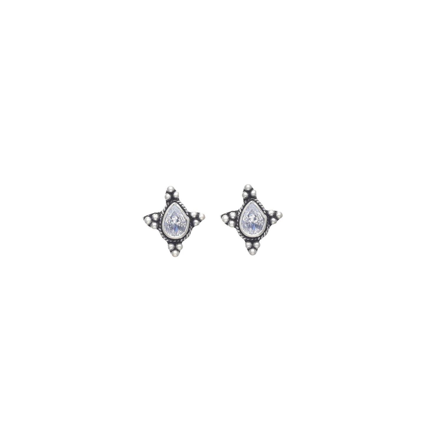 Silver Pear Stud Earrings