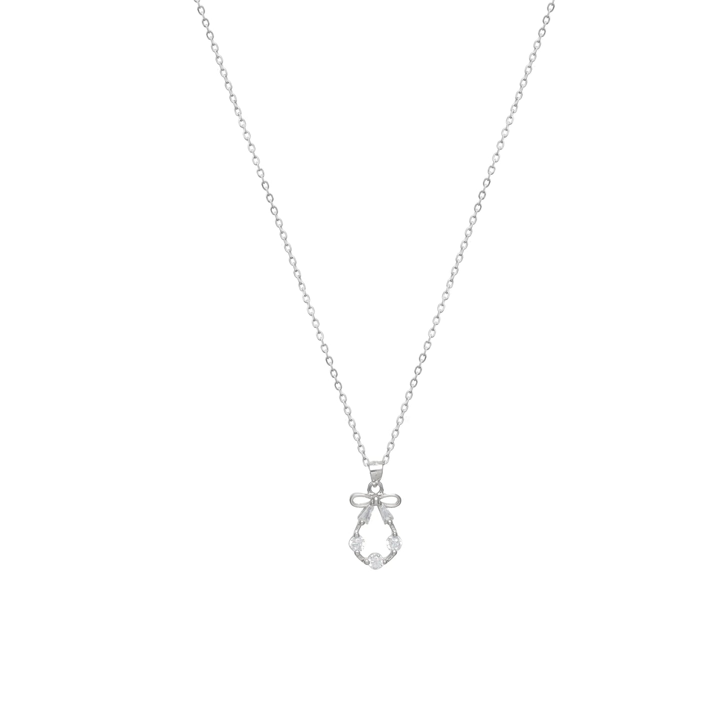 Silver Crystal Bowdrop Chain Pendant