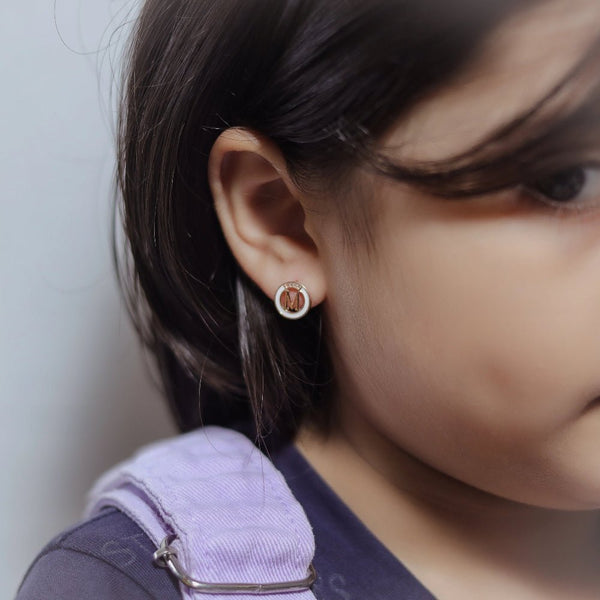 925 Silver Rose Gold "M" Initial Baby Studs