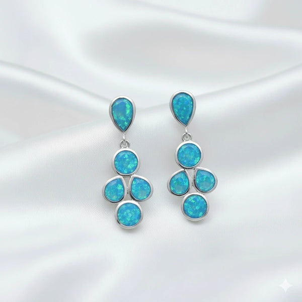 925 Silver Blossom Opal Earrings