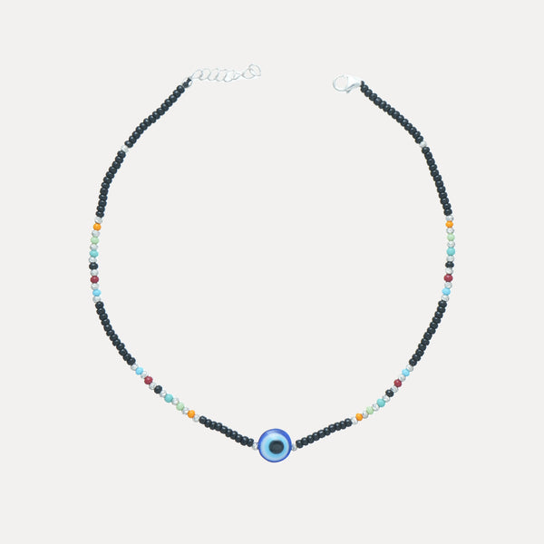 925 Silver Multicolor Evil Eye Anklet