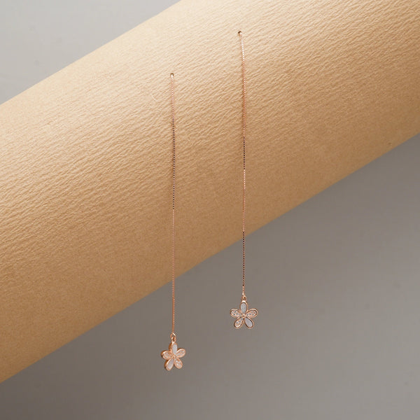 925 Silver Rosy Flutter Threader Earrings