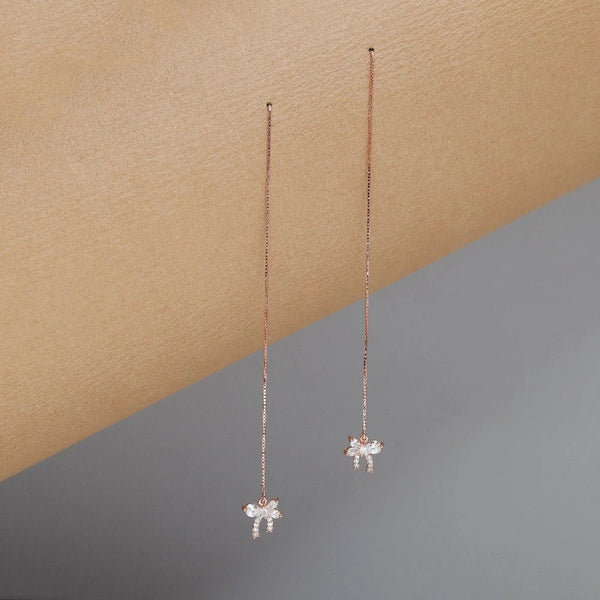 925 Silver Rosy Flutter Threader Earrings