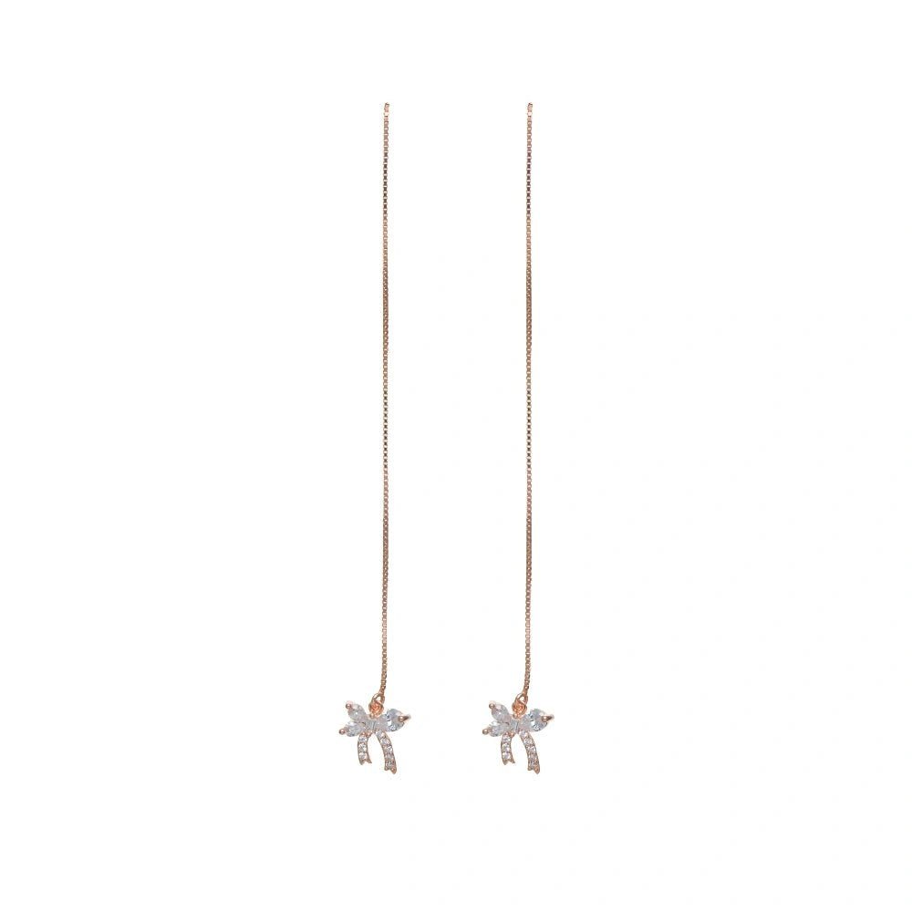 925 Sterling Silver Rosy Flutter Threader Earrings for Women - tassyasilver.com