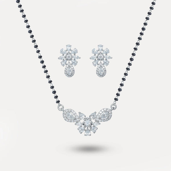 925 Silver Teardrop Bloom Mangalsutra Set