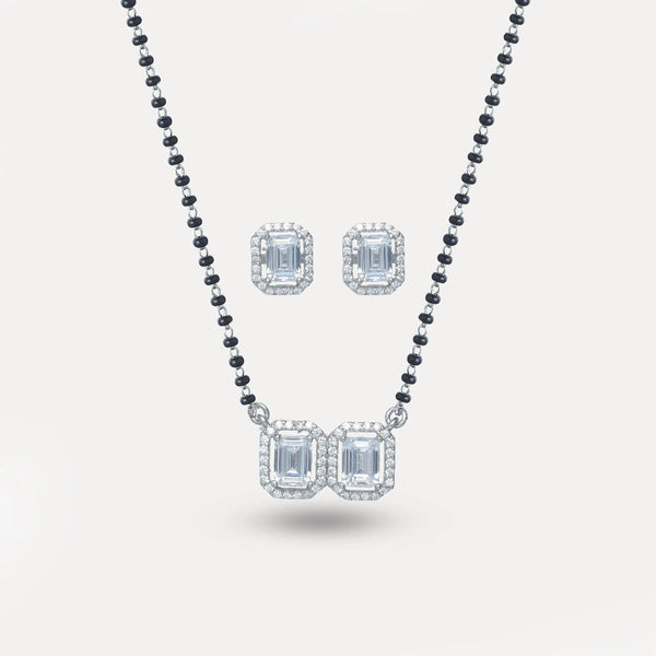 925 Silver Twin Emerald Mangalsutra Set