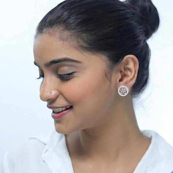 925 Silver Bloom Halo Studs