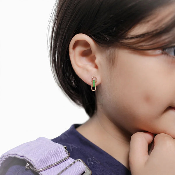 925 Silver Rose Emerald Studs