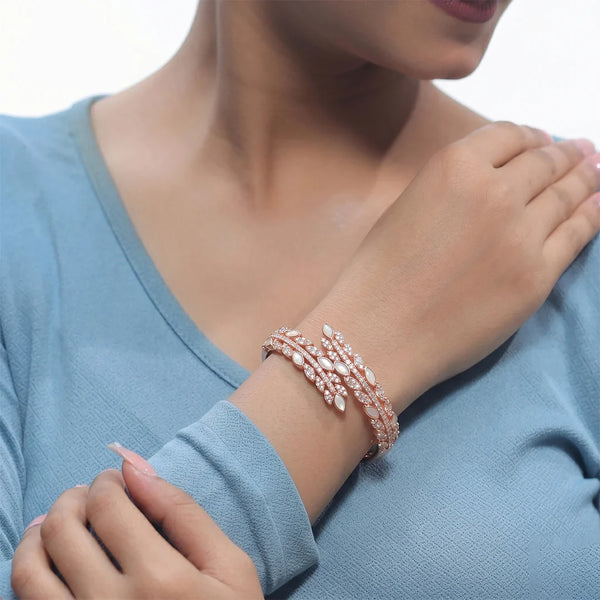 925 Silver Rose Leaf Spark Kada