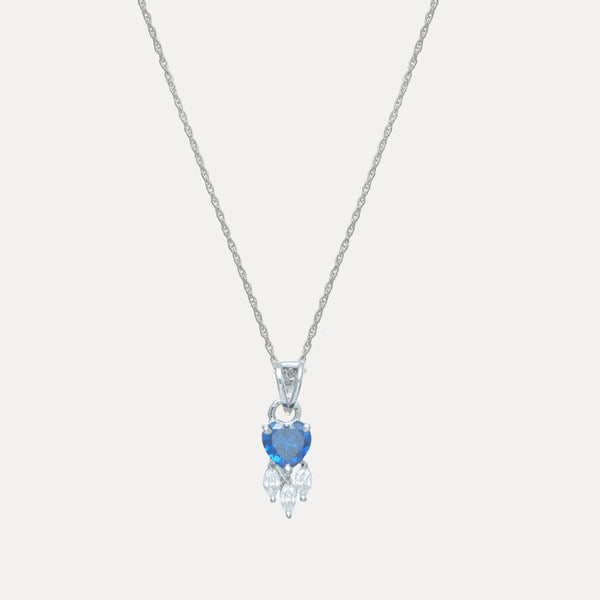 925 Silver Blue Heart Drop Pendant