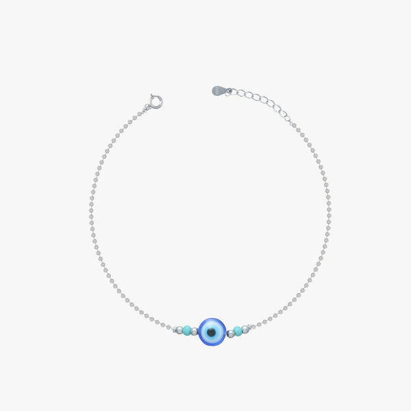925 Silver Blue Evil Eye Anklet