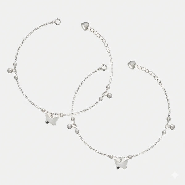 925 Silver Butterfly Charm Anklet