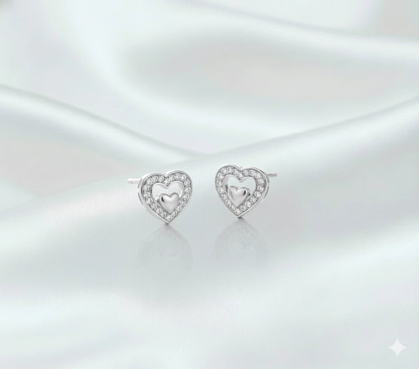 925 Silver Crystal Heartbeat Studs