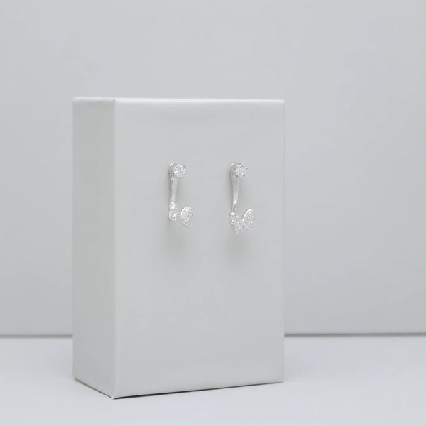 925 Silver Bow Sparkle Earrings