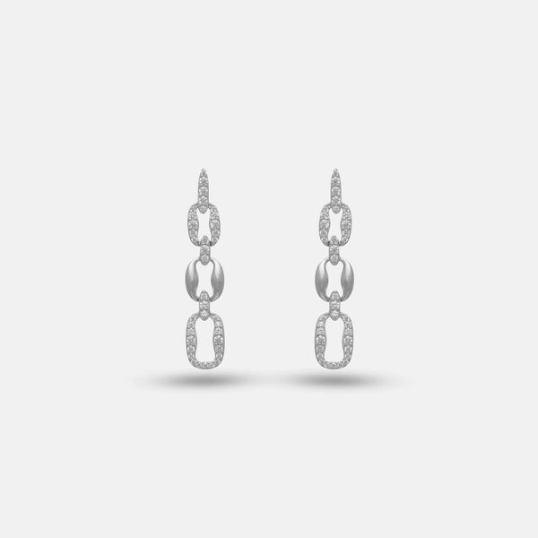 925 Silver Celeste Link Drop Hoop Earrings