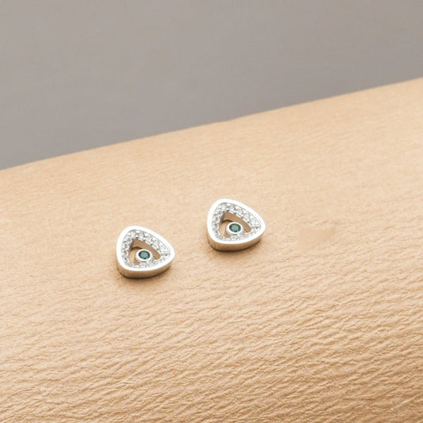 925 Silver Emerald Gleam Triangle Studs