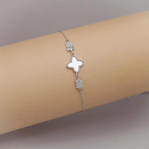 925 Silver Floral Charm Bracelet