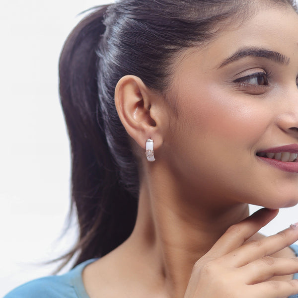 925 Silver Ivory Bloom Hoop Earrings