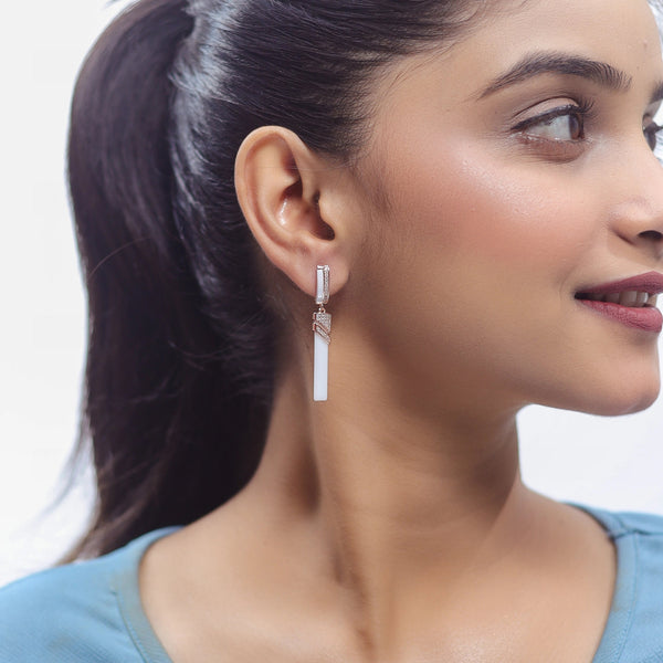 925 Silver Ivory Luxe Bar Earrings