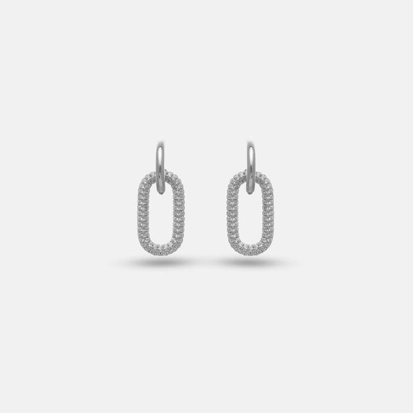 925 Silver Luxe Oval Spark Hoop Earrings