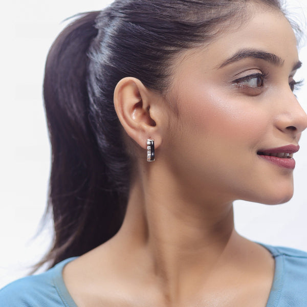925 Silver Midnight Crown Hoop Earrings