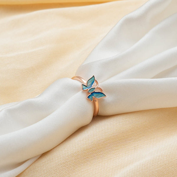925 Rose Gold Azure Butterfly Ring
