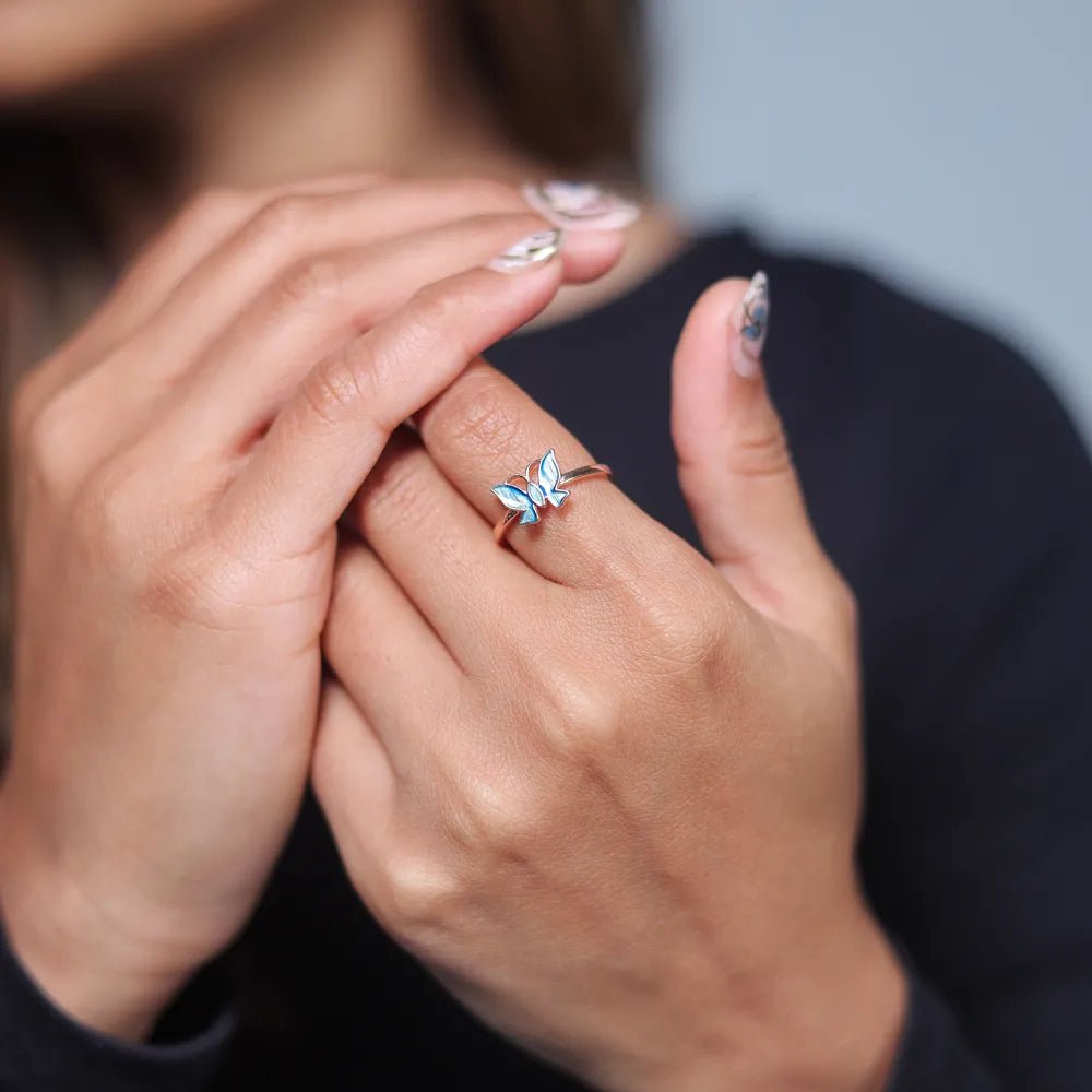 Rose Gold Azure Butterfly Ring - tassyasilver.com