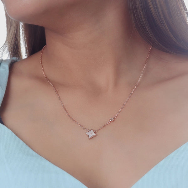 925 Silver Rose Gold Floral Star Pendant