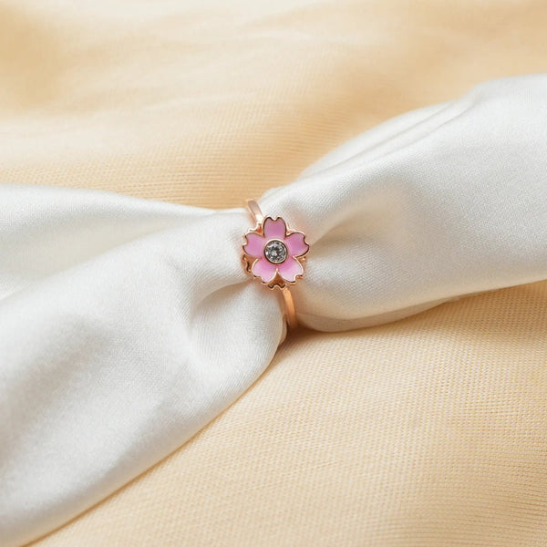 925 Silver Rose Gold Sakura Bloom Ring