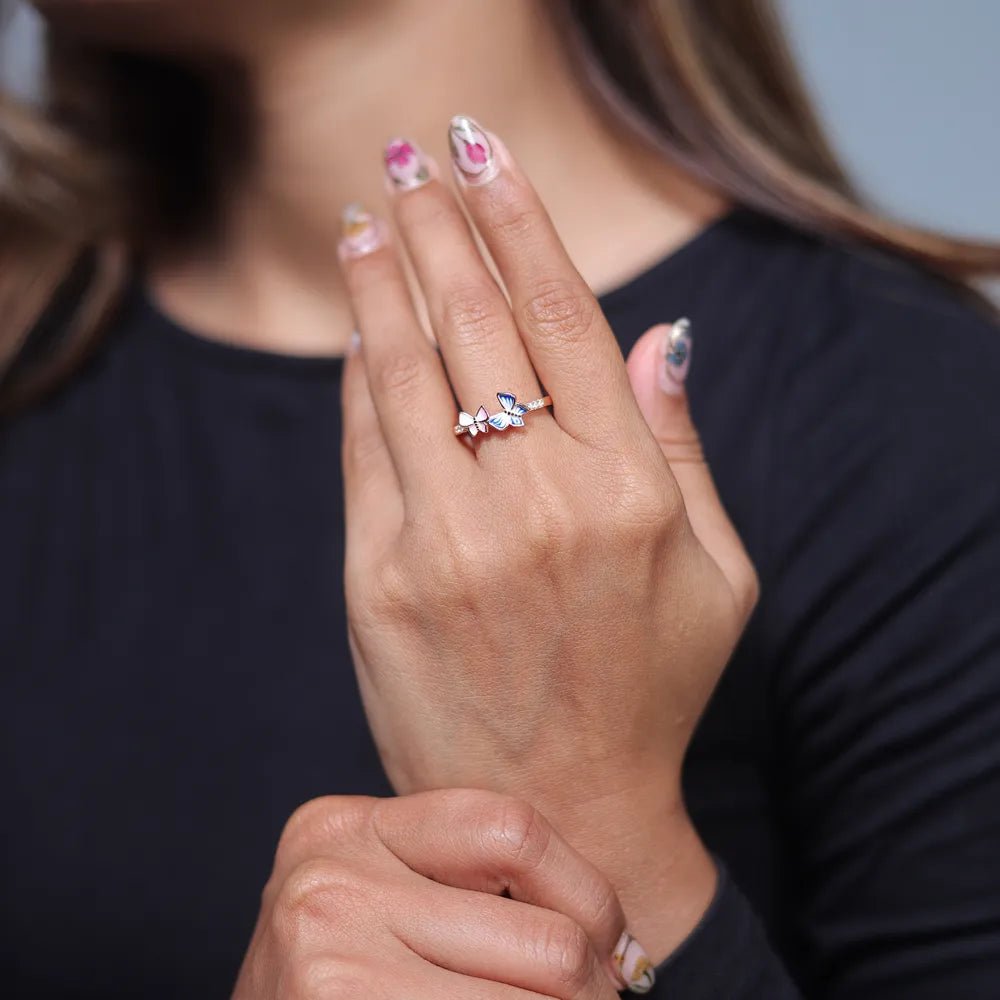 Rose Gold Twin Butterfly Ring - tassyasilver.com