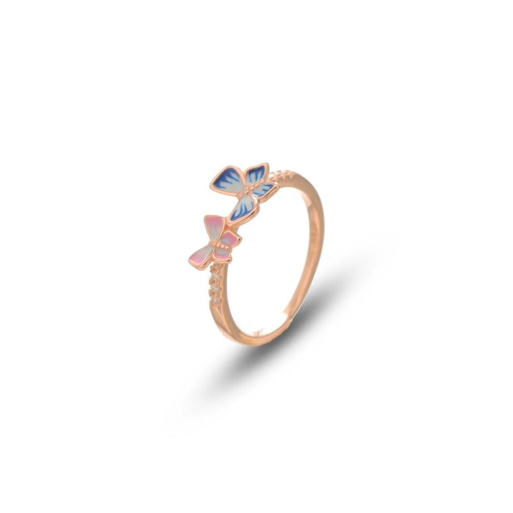Rose Gold Twin Butterfly Ring - tassyasilver.com