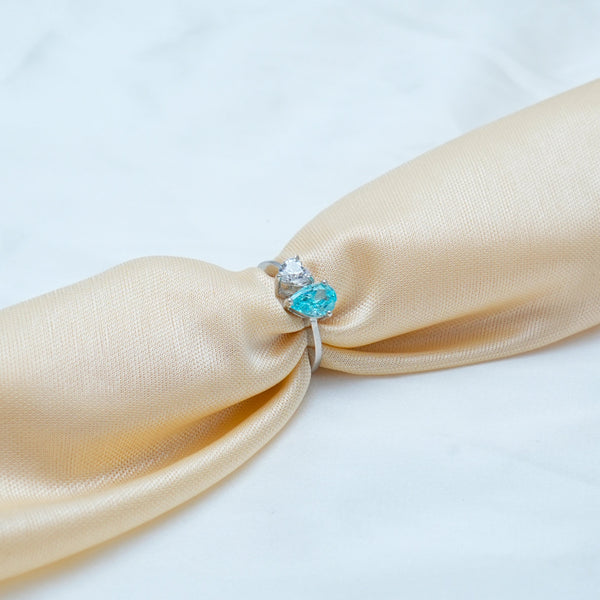 925 Silver Blue Drop Ring