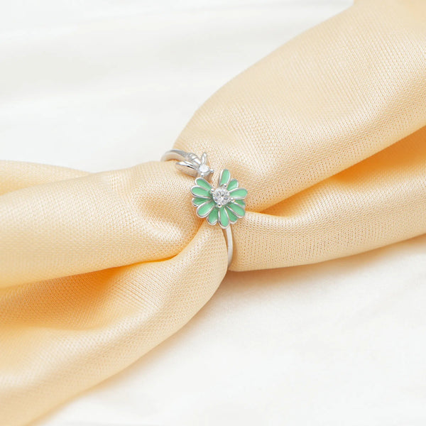 925 Silver Daisy Bee Floral Ring
